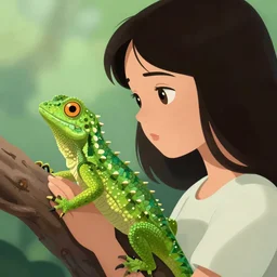 girl and lizard, sharp focus, smooth, digital illustration, by moebius