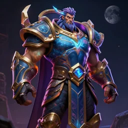 photorealistic, darius from league of legends in the style of michael whelan and gustave dore. hyperdetailed photorealism, 1 0 8 megapixels, fully clothed, lunar themed attire, amazing depth, glowing rich colors, powerful imagery, psychedelic overtones, 3 d finalrender, 3 d shading, cinematic lighting, artstation concept art