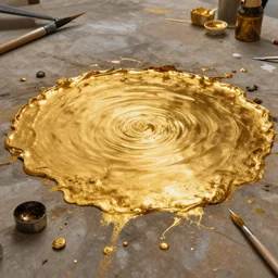 gold molten lake, water paint, art station