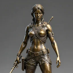 portrait of girl in combat, bronze statue, 8 k uhd, unreal engine, octane render in the artstyle of finnian macmanus, john park and greg rutkowski
