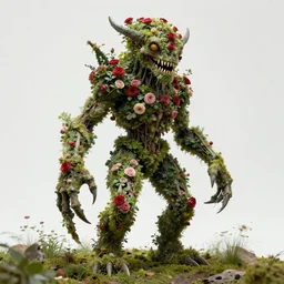 a being made of rose bushes, lovecraft giger fantasy horror monster, ron spencer, carl critchlow