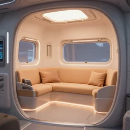 cozy relaxing color scheme and lighting. small intimate space - ship interior living quarters design shot. futuristic sci - fi professional lighting. masterpiece. digital artstation render of a slick futuristic starwars environment by john harris. tensegrity captain's chair integrated into a giant button laden cylindrical station inspired by the shape of a hooded chrome egg avocado bean armature on a dais.