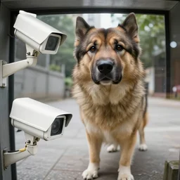 security camera captures a giant dog