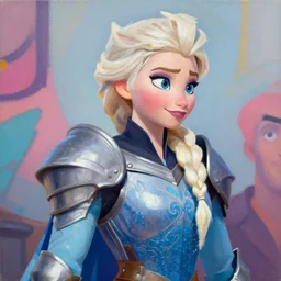 greg manchess portrait painting of armored elsa from frozen as overwatch character, medium shot, asymmetrical, profile picture, organic painting, sunny day, matte painting, bold shapes, hard edges, street art, trending on artstation, by huang guangjian and gil elvgren and sachin teng