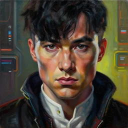 Peaky Blinders, in Cyber Punk 2077, in a surreal cyberpunk! style, oil on canvas, 4K highly detailed face
