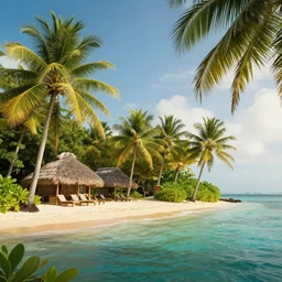 an advertisement photo of a tropical resort, 8k hdr, very detailed, cinematic