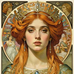 detailed realistic beautiful young jessica lange as queen of jupiter face portrait by jean delville, gustave dore and marco mazzoni, art nouveau, symbolist, visionary, gothic, pre - raphaelite. horizontal symmetry by zdzisław beksinski, iris van herpen, raymond swanland and alphonse mucha. highly detailed, hyper - real, beautiful