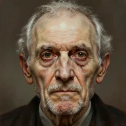 an old man with a scary hole forming in the middle of his face, centered and symmetrical, digital painting by Rembrandt and Thomas Kinkade and Greg Rutkowski, 4k wallpaper, realistic, detailed facial features