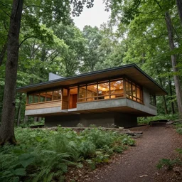 house designed by frank lloyd wright, forest