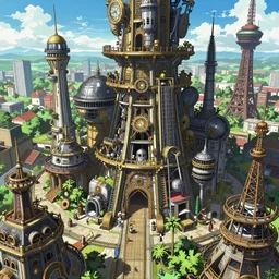 highly detailed anime steampunk city, in the anime film by studio 4c