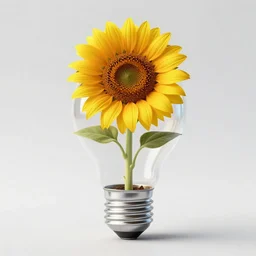 sunflower growing inside of a lightbulb