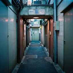 hallway portal at the end of a tokyo alley, neon lights, dirty, ektachrome photograph, volumetric lighting, f 8 aperture, cinematic eastman 5 3 8 4 film