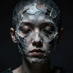 portrait ai with destroyed face, dark art