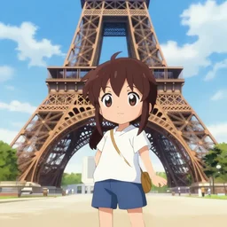 tour - chan, anime girl mascot of eiffel tower