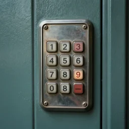 retro futuristic keypad on door