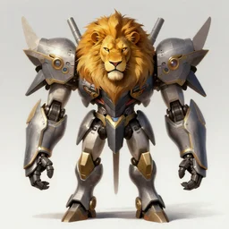 a lion mecha by dan mumford, center frame singular high fantasy character concept art symmetrical features, digital painting, sharp focus, illustration