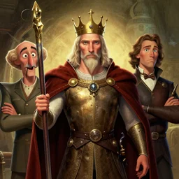 lovecraft lovecraftian portrait of king arthur, pixar style, by tristan eaton stanley artgerm and tom bagshaw, dali