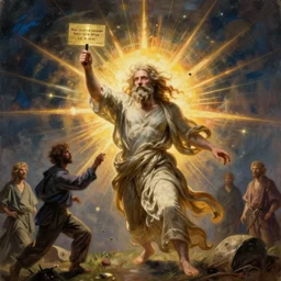 a surrealism painting of god being fired after creation was outsourced to stable diffusion