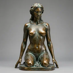 bronze sculpture of a tattooed woman