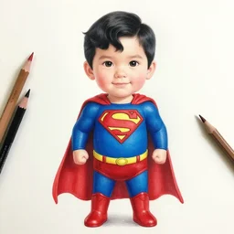 epic beautiful color ink pencil realistic majestic drawing of young superman cute hd cinematic portrait by alex ross pixar squareenix frank miller trending on flickr