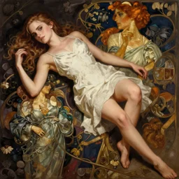 Sensual beautiful perfect Emma Watson as Harley Price from Life is Strange , portrait , elegant , intricate , digital painting , artstation , full body shot , lying , concept art , smooth , sharp focus , illustration , art by artgerm and greg rutkowski and alphonse mucha