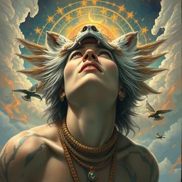 a beautiful painting of a wild person of the upper planes by mynameistran and artgerm and wlop and loish and alex grey and wlop and michel gondry and steven soderberg, trending on artstation