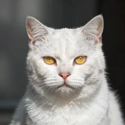 Cute white cat with yellow eyes