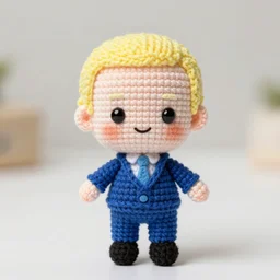 joe biden amigurumi. a tiny crochet doll version joe biden, kawaii
