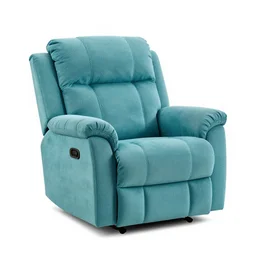 turquoise recliner, 8k product photo, isolated on a pure white background, centered, entire object in frame, sharp focus, soft studio lighting