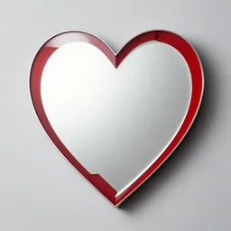 a mirror in the shape of a heart with red accents designed by vera wang