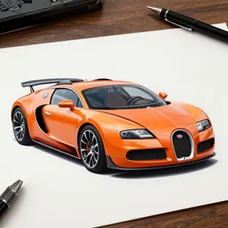 professional drawing of an orange bugatti veyron, 4k, high quality, trending on artstation