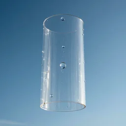 beautiful picture of a perfect blue sky in high altitude, many big drops of water floating quietly in a cylinder shape, hot and sunny highly-detailed, elegant, dramatic lighting, artstation, 4k, cinematic landscape, photograph by National Geographic