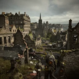 Edinburgh in ruins post nuclear war, Fallout 4, in game screenshot
