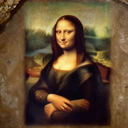 cave-painting! of the Mona Lisa