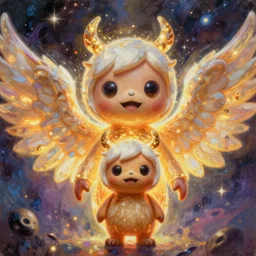 cosmic angels, huggy wuggy from poppy playtime video game, fullbody, ultra high detailed, glowing lights, oil painting, greg rutkowski, charlie bowater, beeple, unreal 5, daz, hyperrealistic, octane render, rpg portrait, dynamic lighting, fantasy art, beautiful face