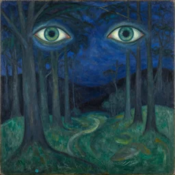 a forest with eyes night by kandinsky
