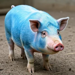 A blue pig