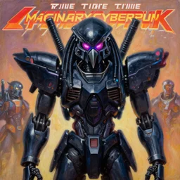 dark gunpla droid kenku. neon goggle. anthropomorphic black bird beak. torso. beak helmet. predator. science fiction, portrait by donato giancola and greg rutkowski and wayne barlow. oil on canvas. 1 9 7 8 cover. top all time r / imaginarycyberpunk.
