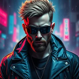 cyberpunk chris evans as a gang leader, 4 k, highly detailed