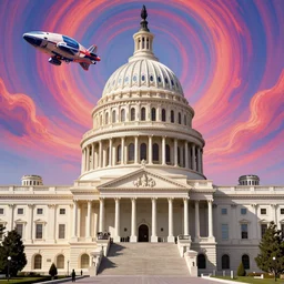 Capitol building as a spaceship painted by Chris Foss, psychedelic , concept art, matte painting, 8k, highly detailed, artstation