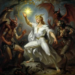 attractive male lucifer morning star casting a spell summoning male demons. highly detailed painting by gaston bussiere, craig mullins, j. c. leyendecker, 8 k