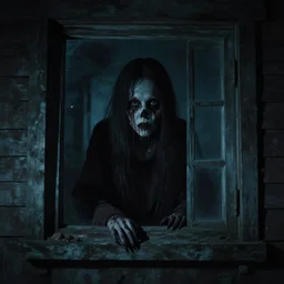 creepy entity staring at you from outside the window at night