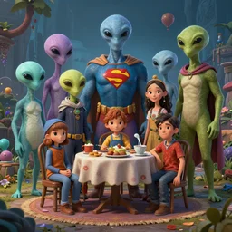 a highly detailed image of a family style illustration, rich colors, surreal aliens meet the last super part 2 unreal engine