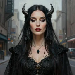a portrait of ornella muti as a sorceress, urban motifs, intricate, elegant, highly detailed, digital painting, trending on artstation, concept art, smooth sharp focus, illustration, art by artgerm and greg rutkowski