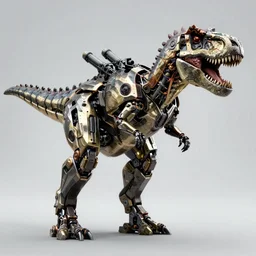 mechanical t-rex suit, armored with firearms, photorealistic, 4k