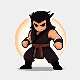 kung fu warlord, digital art, iconic icon, 2 d vector logo, cartoon, t - shirt design