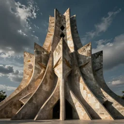 strange jagged temple with unusual shapes and angles, unrealistic architectural surrealism by salvador dali