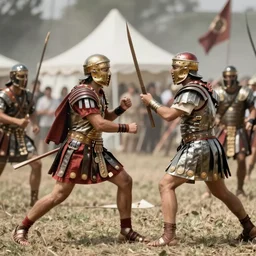 roman soldier fighting against hoplite soldier
