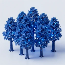 digital render of a forest of blue trees that glow softly from the inside at night HD 3d vr artstation