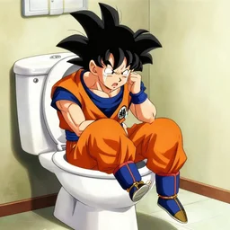 son goku in the toilet crying all alone. 4 k, anime